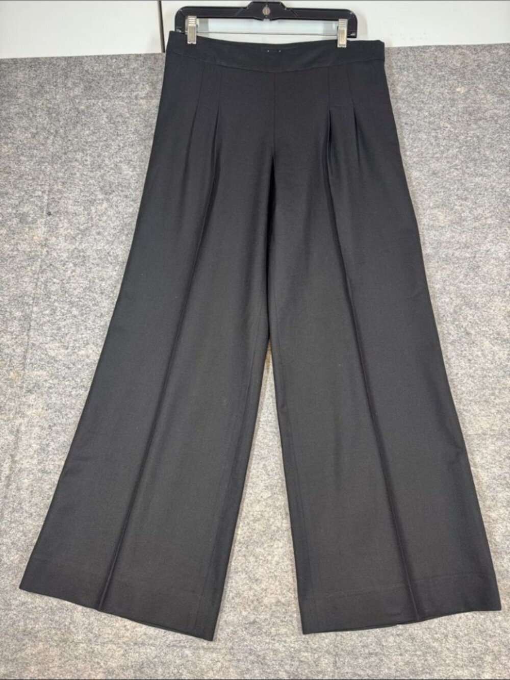 Lida Baday Black Wide Leg Wool Pants Size 8 Minimalist Career Trousers Classic - Picture 2 of 16